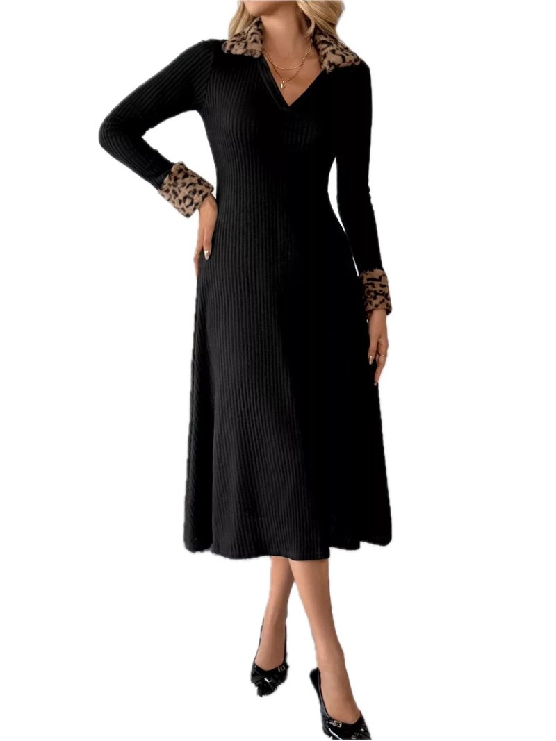 knee length dresses for ladies Women's Knit Ribbed Collar Button Down Midi Dress – Lucca Couture