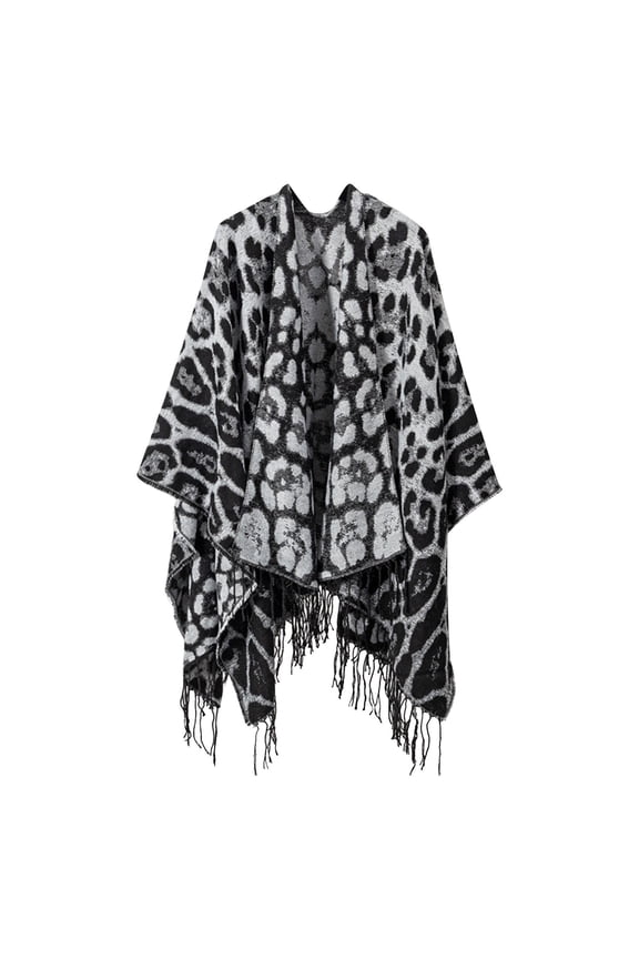 Women's Leopard European and American Knitted Shawl for Warmth in Fall and Winter Paired with A Fashionable Cape and Scarf the Shoulder