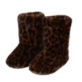 thumbnail image 1 of Women's Leopard Faux Fur Mid Calf Boots - Warm Plush Winter Boots Non-Slip Casual Snow Boots, 1 of 6