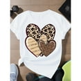 thumbnail image 1 of Women's Leopard Heart Graphic Tee Top Fashion Round Neck Short Sleeve Cotton Breathable White S-5XL, 1 of 5