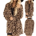 thumbnail image 1 of Women's Leopard Long Trench Coat Casual Long Sleeve Print Autumn Fashion Coat Long Jackets Winter Outwear with Poackets L, 1 of 9