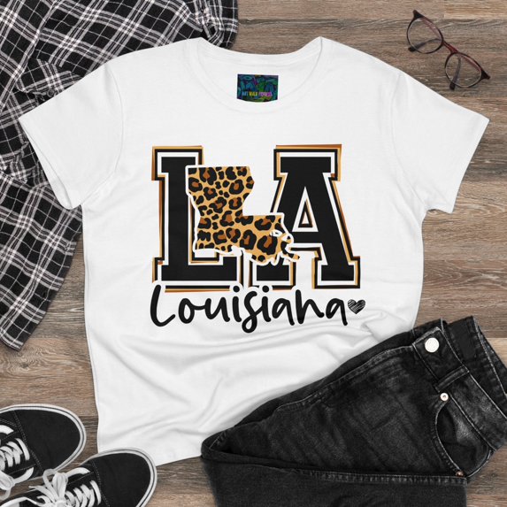 Women's "Leopard Louisiana" Midweight Cotton Tee