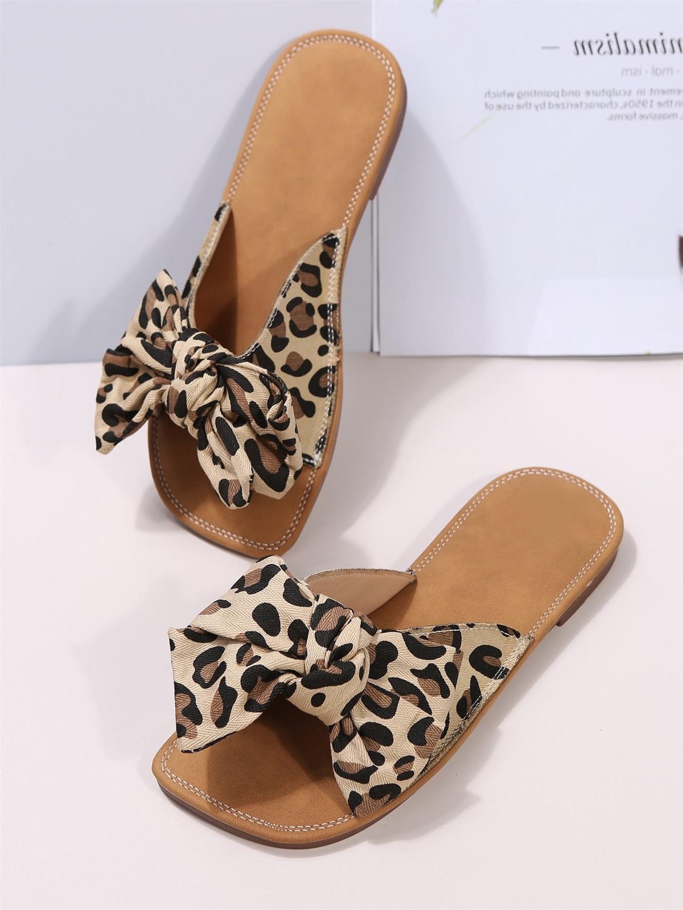 Leather Leopard Print Sandals | Boohoo UK