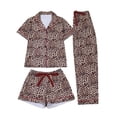 thumbnail image 1 of Women's Leopard Pajama Set 3 Pieces Cheetah Short Sleeve Button Down Notch Collar Shirts and Shorts Pants Sleepwear Leopard Graphic Printed Loungewear Set, 1 of 9