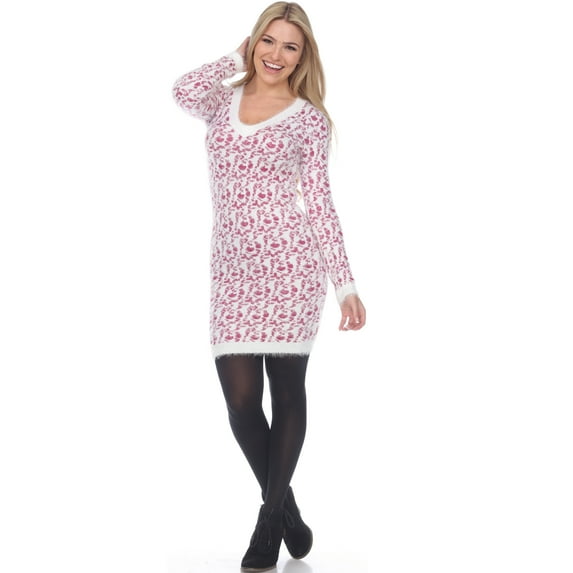 Women's Leopard Print Angora Sweater Dresss