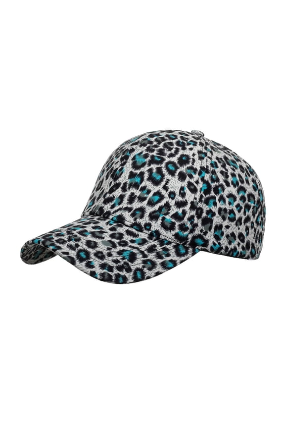 Women's Leopard Print Baseball Cap Spring Fashion Versatile Trucker Hat Adjustable Design Blue One Size