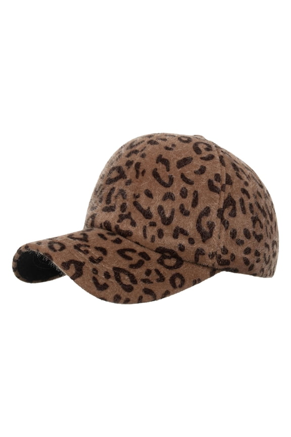Women's Leopard Print Baseball Cap Spring Fashion Versatile Trucker Hat Adjustable Design Coffee One Size