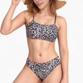 thumbnail image 1 of Women's Leopard Print Bikini Set with Scoop Neck Top and Cutout Side Bottoms - Medium, Black, 1 of 3