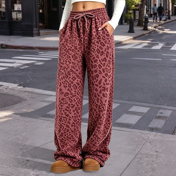 Women's Leopard Print Casual Pants Long Pants - Walmart.com