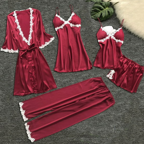 Women's Leopard Print Chemise and Robe Pajamas Set 3Pcs, Ladies Plus Size Lace Nightdress Bathrobe Cardigan Sleepwear