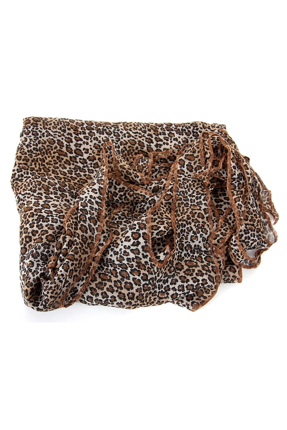 Women's Leopard Print Fringed Polyester Scarf Brown Scarf Wrap 88 x 44 inches