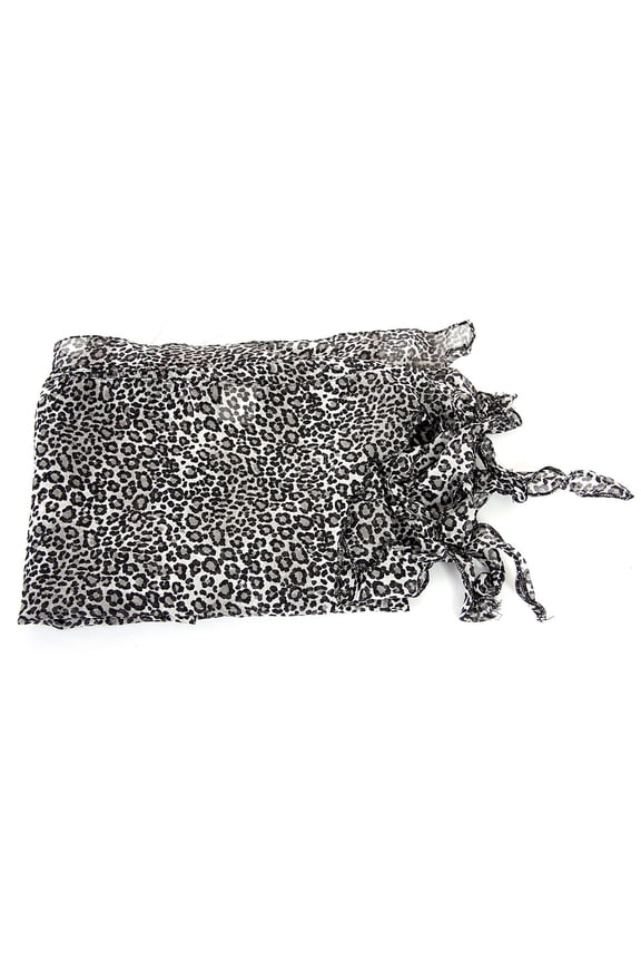 Women's Leopard Print Fringed Polyester Scarf White/Black Scarf Wrap 72 x 40 inches