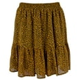 thumbnail image 1 of Women's Leopard Print Georgette Ruffled Mini Skirt MGld Small, 1 of 3