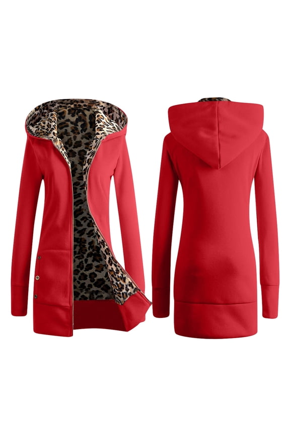 Women's Leopard Print Hoodie | Lined Casual Fashion Jacket Running Jackets Womens Hiking Jacket Womens plus Snow Jacket Tall Women Jacket Anorak Jacket Women Fall Half Wool Coats for Women Lightweight