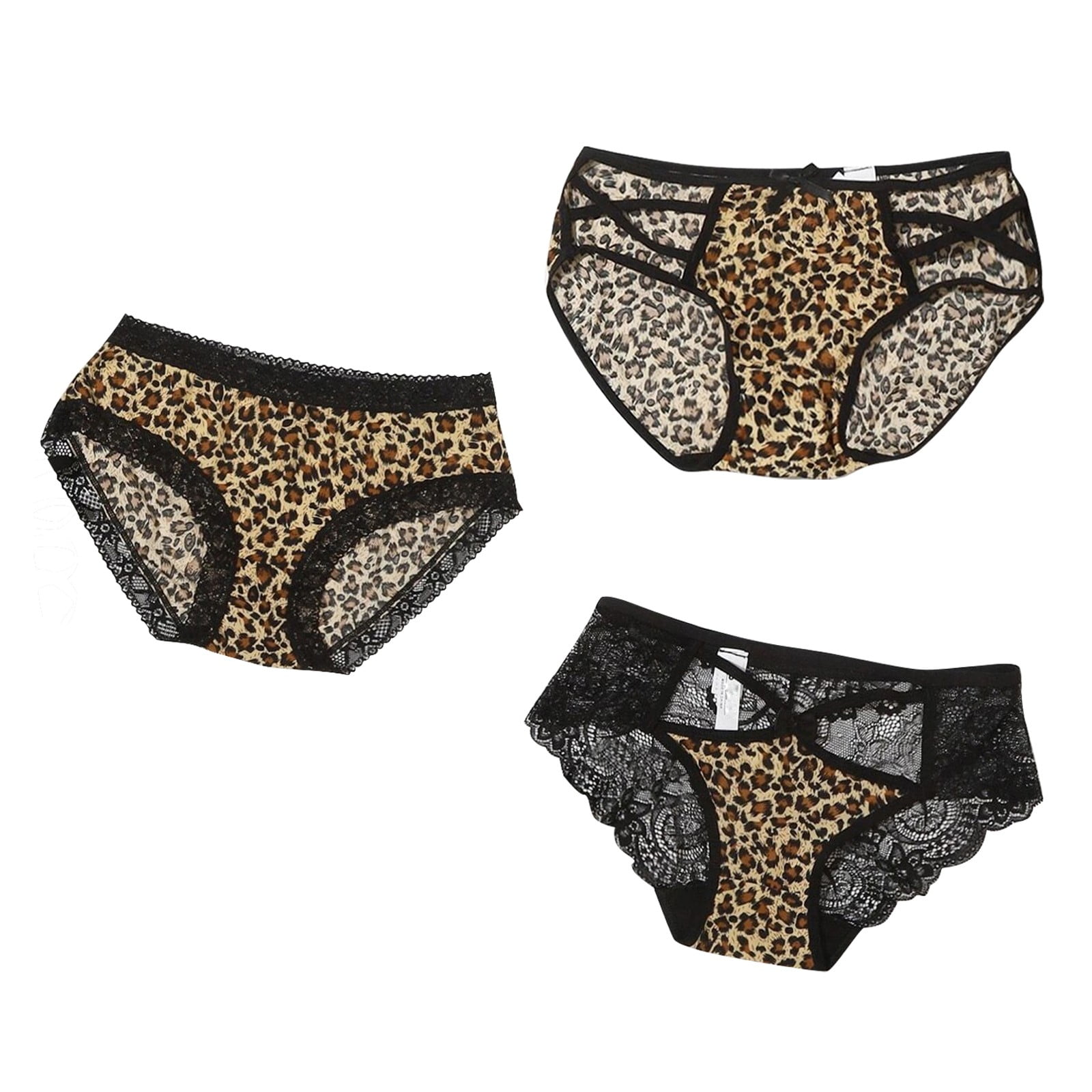 2pcs Letter Leopard print with Hollow Triangular Panty Set
