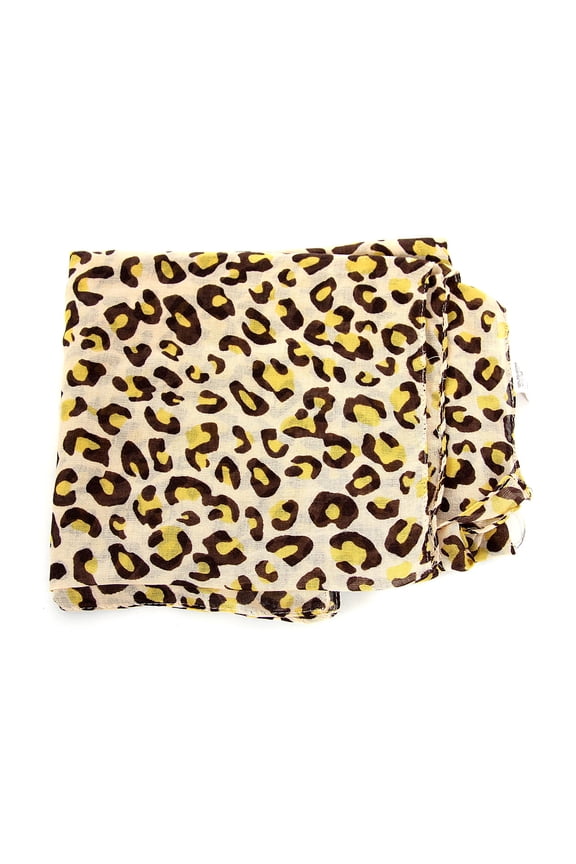 Women's Leopard Print Polyester Scarf Beige/Brown/Yellow Scarf Wrap 72 x 40 inches