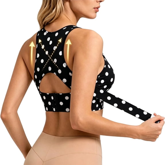 Women's Leopard Print Posture Support Bra Front Closure Cross Back Wireless Full Coverage Seamless Bralette Push Up Comfort Lift