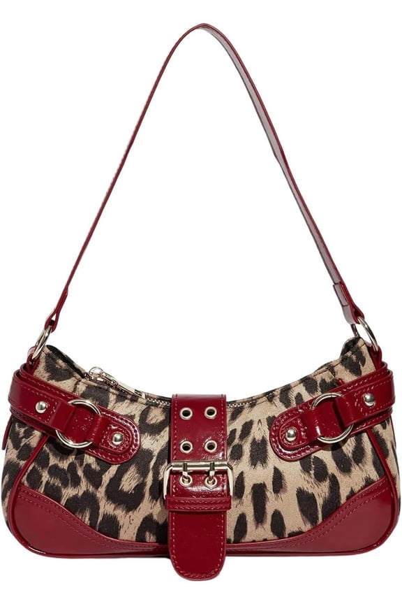 Women's Leopard Print Purse Y2k Bag Goth Punk Retro Underarm Handbag