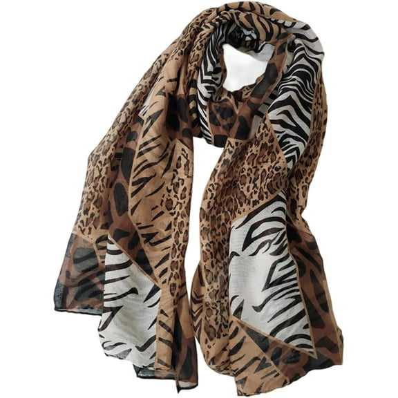 Women's Leopard Print Scarves Lady Lightweight Scarf Soft Sunscreen Shawls Vintage Wrap Shawl