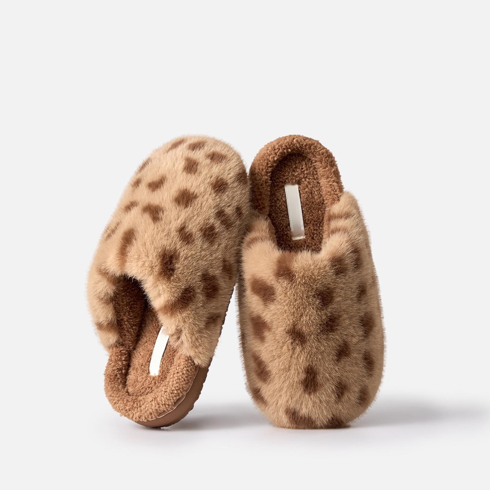 Women's Leopard Print Slippers, Plush Thick Sole House Shoes, Statement ...