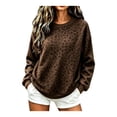 thumbnail image 1 of Women's Leopard Print Sweatshirt, Crewneck Long Sleeve Pullover Pullover for Casual Daily Wear & Outing, Coffee, M, 1 of 4