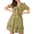 thumbnail image 1 of Women's Leopard Print Tie Front Short Sleeve Mini Dress 100% Polyester Lightweight Fabric for Everyday Wear Comfort, 1 of 11