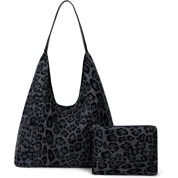 Women's Leopard Print Tote Bag Wallet Brown Vintage Rucksack Large Capacity Work Tote Bag