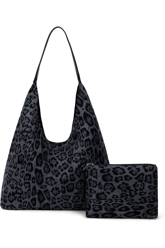 Women's Leopard Print Tote Bag Wallet Brown Vintage Rucksack Large Capacity Work Tote Bag