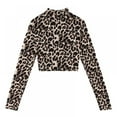 thumbnail image 1 of Women's Leopard Print Turtleneck Slim Long Sleeve Crop Top, 1 of 5