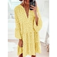 thumbnail image 1 of Women's Leopard Print V-neck Mini Dress Long Sleeve Dress Loose Dress, 1 of 1