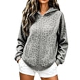 thumbnail image 1 of Women's Leopard Print Zip Up Long Sleeve Hoodie Oversized Casual Pullover With Pockets, Versatile Hooded Sweatshirt For Everyday Wear, 1 of 5