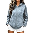 thumbnail image 1 of Women's Leopard Print Zip Up Long Sleeve Hoodie Oversized Casual Pullover With Pockets, Versatile Hooded Sweatshirt For Everyday Wear, 1 of 5