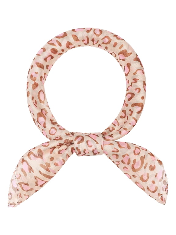 Women's Leopard Printed Chiffon Scarves Square/Long Lightweight Soft Neck Scarf for All Season 25.6"x25.6" Pink-Square