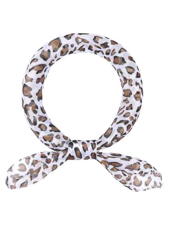 Women's Leopard Printed Chiffon Scarves Square/Long Lightweight Soft Sheer Neck Scarf for All Season 25.6"x25.6" White-Square