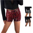 thumbnail image 1 of Women's Leopard Sequin Mini Shorts - Drop Waist Club Rave Bottoms with Sparkly Print, 1 of 9