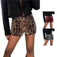 thumbnail image 1 of Women's Leopard Sequin Mini Shorts - Drop Waist Club Rave Bottoms with Sparkly Print, 1 of 9