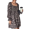 thumbnail image 1 of Women's Leopard Smocked Flounce Sleeve Mini Dress for Summer Parties Lightweight Polyester % Spandex % for events, 1 of 10