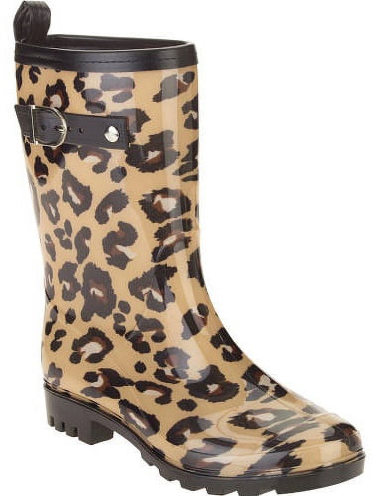 Women's Leopard Spot Printed Mid-Calf Jelly Rain Boots - image 1 of 1