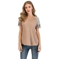 thumbnail image 1 of Women's Leopard Tshirt Summer Tops Short Sleeves Round Neck T Shirt Casual Basic Tees Leopard Casual T-Shirt, 1 of 7