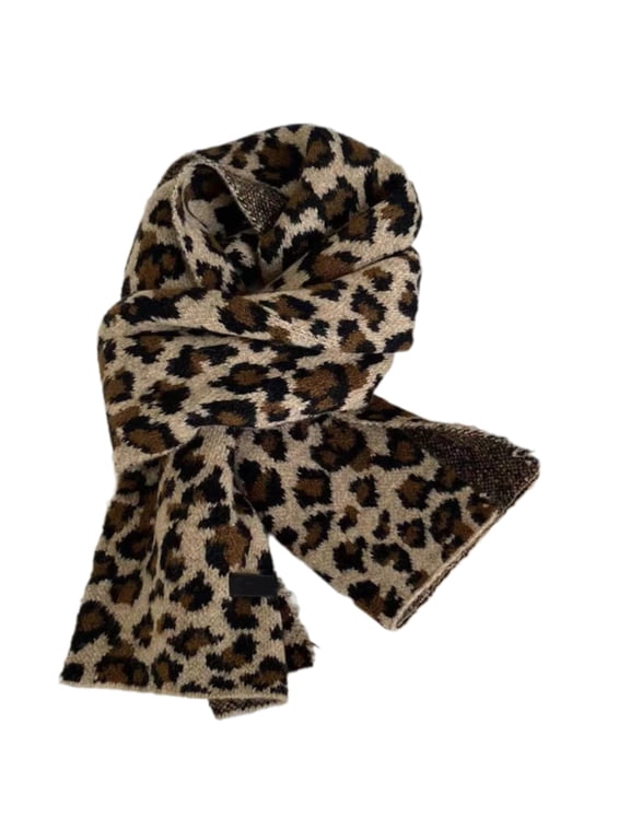 Women's Leopards Print Cotton Scarf - Soft & Comfortable Winter Neckerchief, Fashionable Trend, Versatile for Daily Wear, Dates & Gatherings