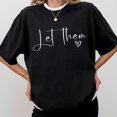 thumbnail image 1 of Women's Let Them Graphic Cotton T Shirt Casual Comfortable Short Sleeve Round Neck Top Black S-5XL, 1 of 5