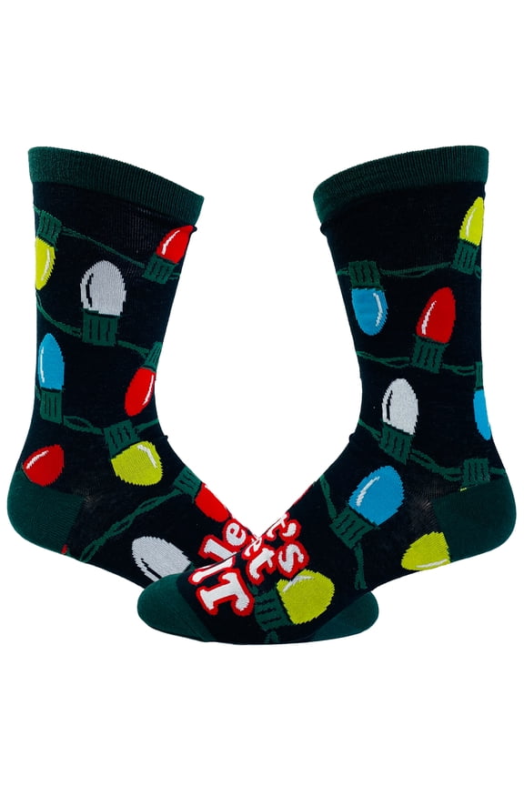 Women's Let's Get Lit Socks Funny Christmas Lights Holiday Tree Novelty Footwear