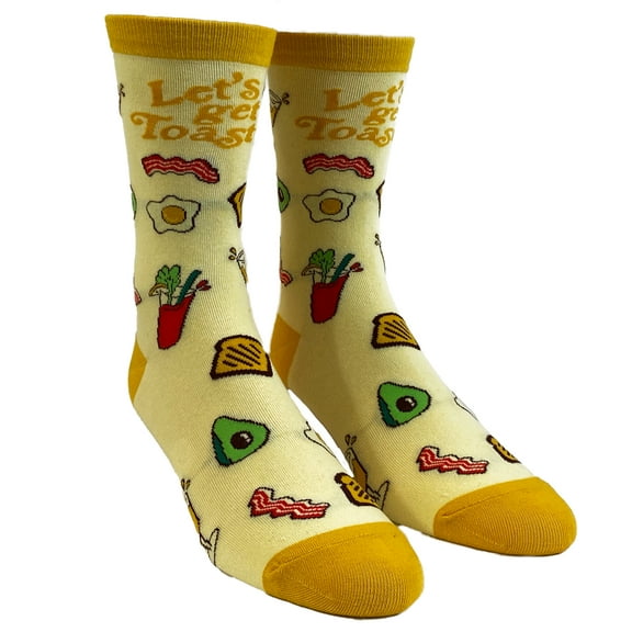 Women's Let's Get Toasted Socks Funny Boozy Brunch Breakfast Drunk Graphic Novelty Footwear