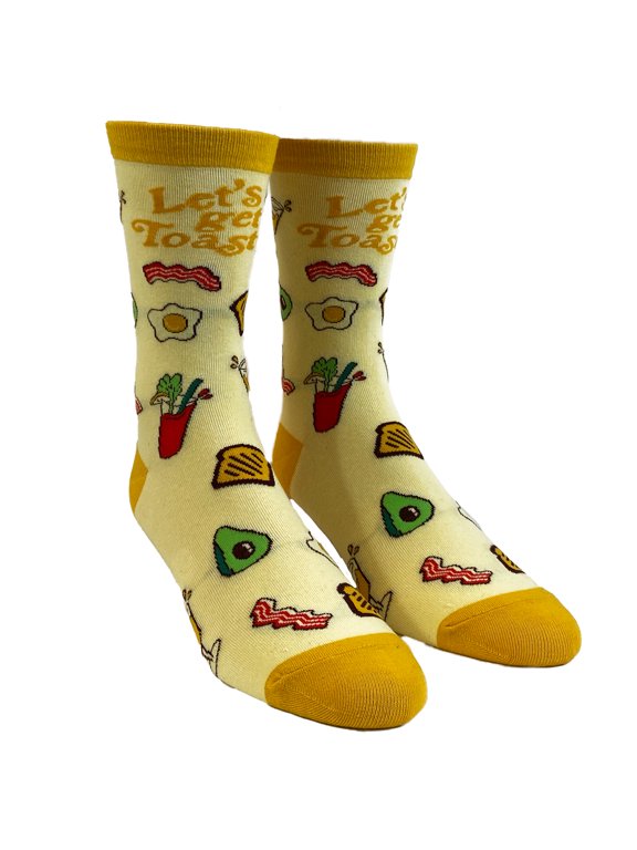 Women's Let's Get Toasted Socks Funny Boozy Brunch Breakfast Drunk Graphic Novelty Footwear
