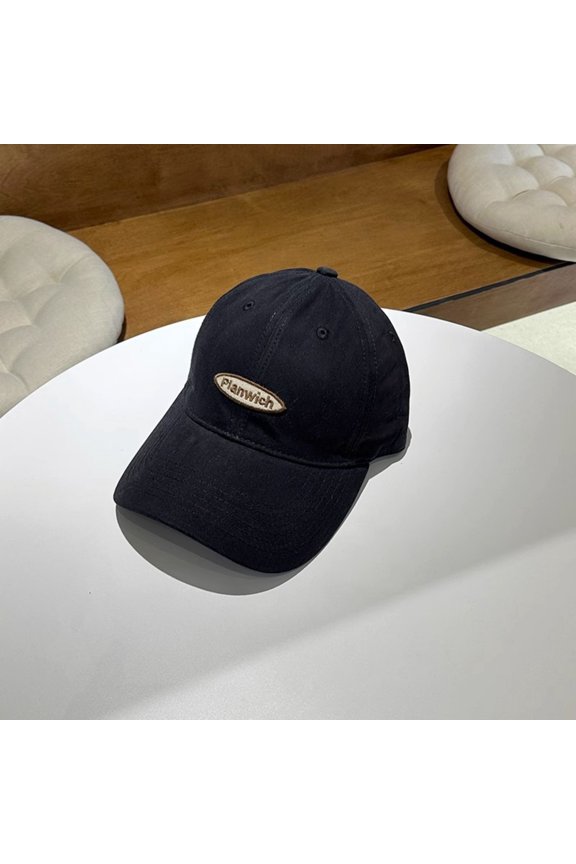 Women's Letter Baseball Cap, Big Head Casual Baseball Cap with Adjustable Strap, Cute Sun Hat for Outdoor Activities, Fashion Casual Dad Hat for Women-Black