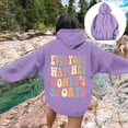 thumbnail image 1 of Women's Letter Graphic Hoodies Oversized Pullover Tops Casual Long Sleeve Hooded Drawstring Sweatshirt With Pockets Cute Zip up Hoodie Long Hoodies with Womens Long Sweatshirt with Pocket Women Zipper, 1 of 4