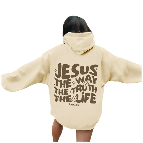 Women's Letter Graphic Oversized Pullover Casual Long Sleeve Hooded Drawstring Sweatshirt With Pockets for Women