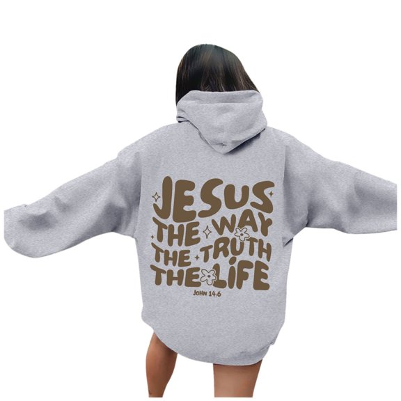 Women's Letter Graphic Oversized Pullover Casual Long Sleeve Hooded Drawstring Sweatshirt With Pockets for Women