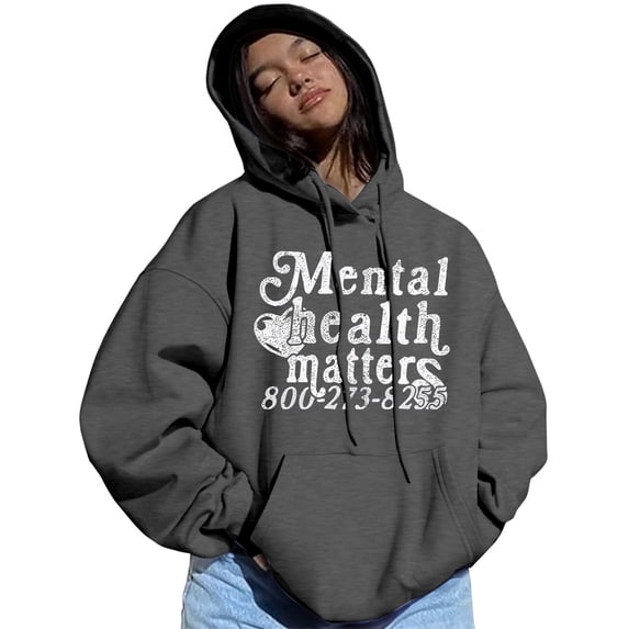 Women's Letter Graphic Print Pullover Hoodie Sweatshirt, Cozy Winter Warm Hooded Sweatshirt, Casual Soft Everyday Wear Hoodie Sweatshirt