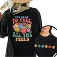 thumbnail image 1 of Women's Letter Graphic Tee T-Shirt Top It's Okay To Feel All The Feels Print Short Sleeve Round Neck Black S-5XL, 1 of 5